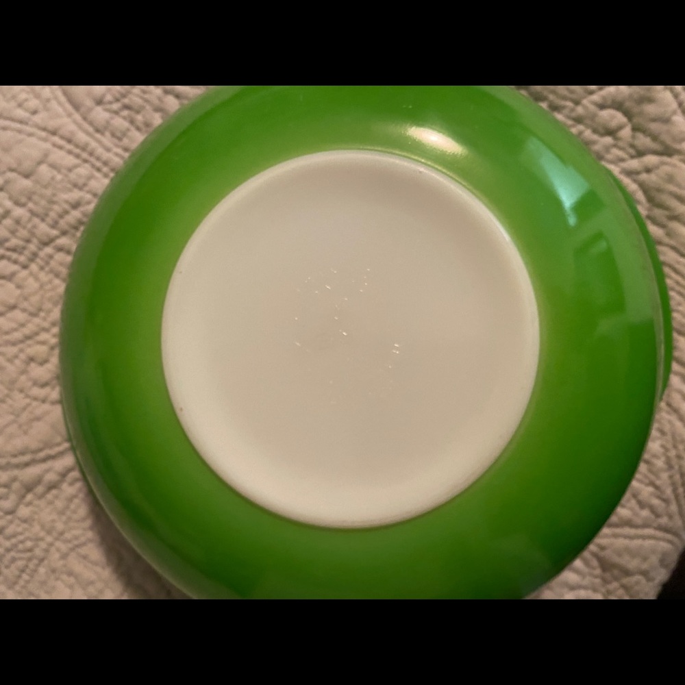 Green Pyrex casserole